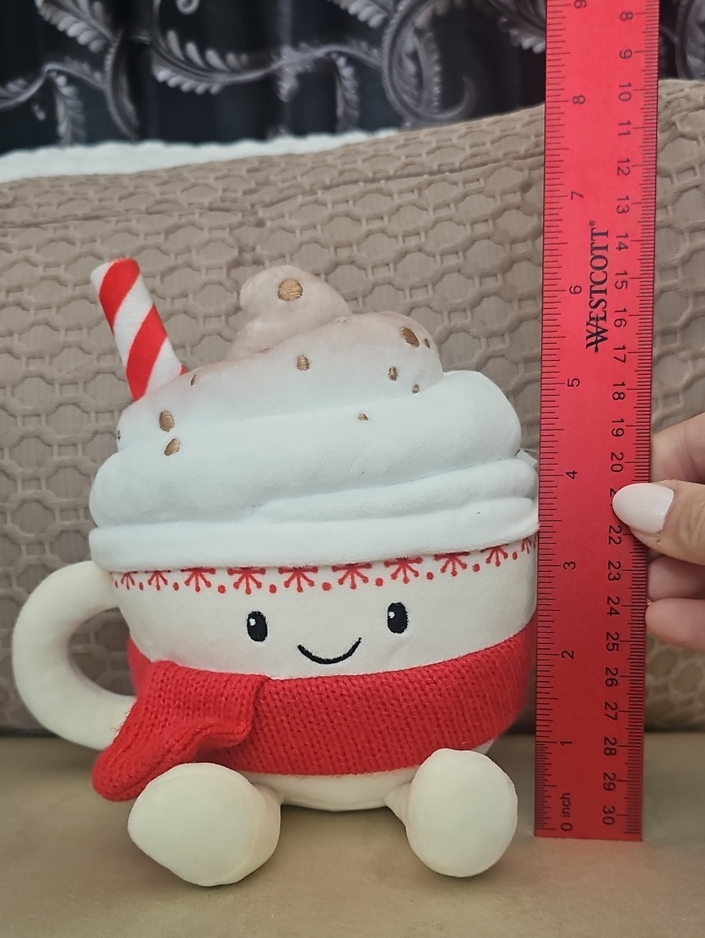 Target Plush Holiday Cocoa Mug Toy - White, Red, Cream